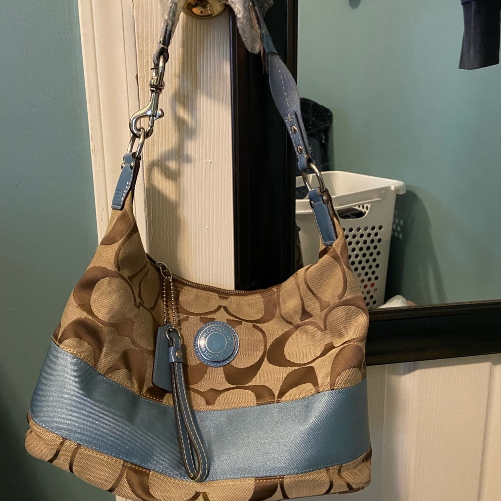 Coach Signature 13548 Blue Signature Logo Tote